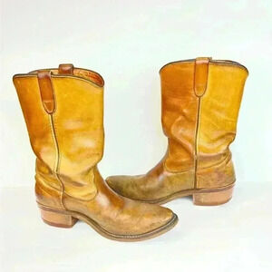 Double H Boots Men’s Size 8.5D Leather Western Boots Vintage Tan/Brown